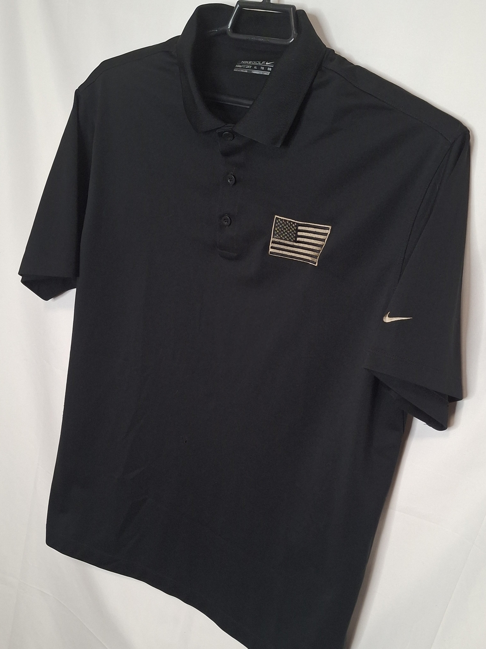 Nike Men's Black Dri-FIT Polo with Flag Patch Size XL - Picture 7 of 13